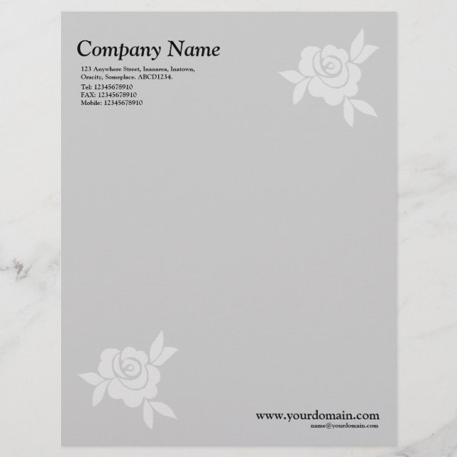 Elegant Rose - Light Grey Letterhead Design (Front)