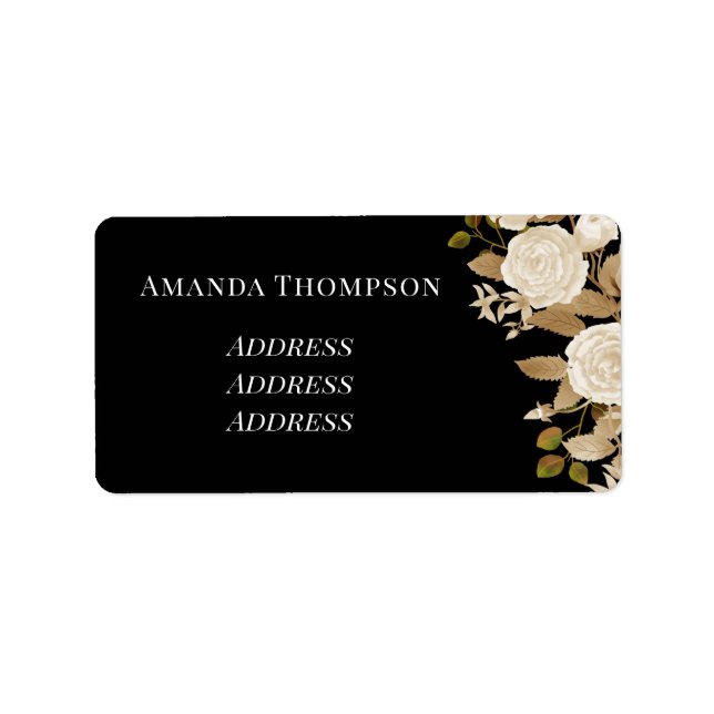 Elegant Rose Monogram Black  Label (Front)
