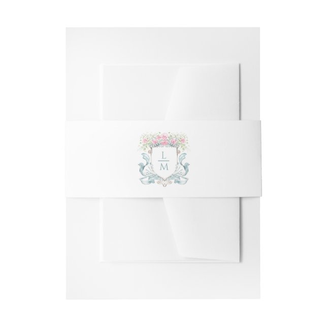 Elegant Rose Monogram Crest Invitation  Invitation Belly Band (Front Example)