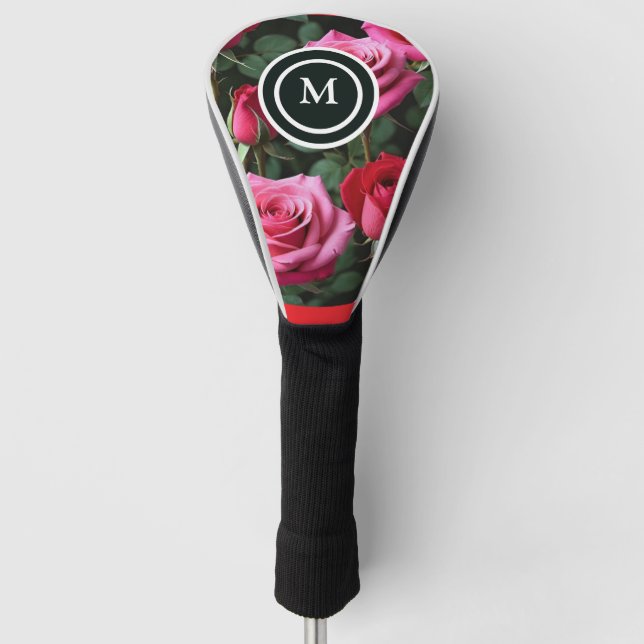 Elegant Rose Monogram Golf Head Cover – Custom Flo (Front)