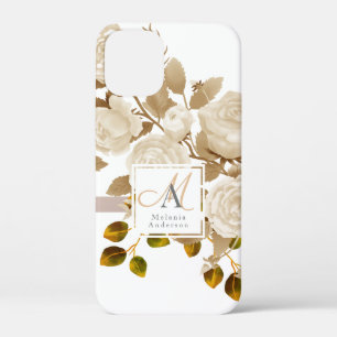 Elegant Rose Monogram White iPhone 12 Mini Case