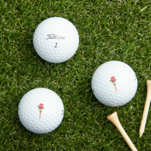 Elegant Rose on a Golf Tee Wedding Favour Gift Balls