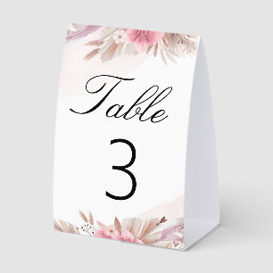 Elegant Rose Pampas Boho Floral Seating Marker