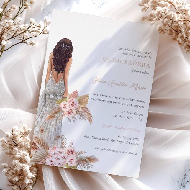 Elegant Rose Pampas Grass Dress Quinceanera (Creator Uploaded)