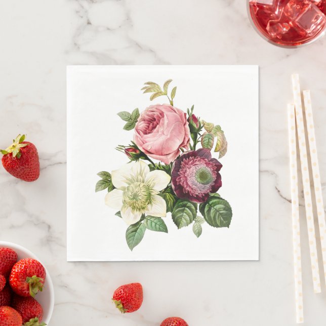 Elegant rose paper napkins (Insitu)