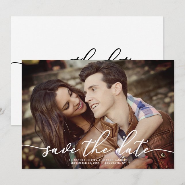 Elegant Rose Photo Save The Date Invitation (Front/Back)