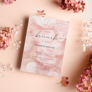Elegant Rosé Pink Brunch Bridal Shower Invitation