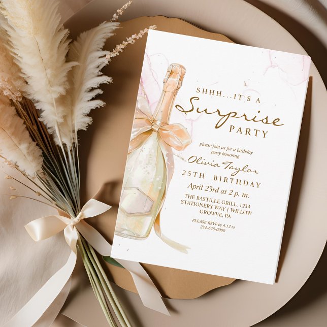 Elegant Rose Pink Champagne Birthday theme Invitation (Creator Uploaded)