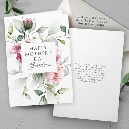 Elegant Rose Pink Floral Mother's Day for Grandma Holiday Card
