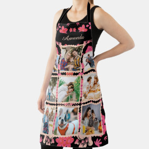 Elegant Rose Pink Flower   Family Photo Collage Apron