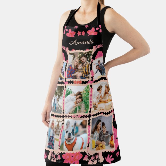 Elegant Rose Pink Flower | Family Photo Collage Apron (Insitu)