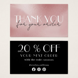 elegant rose pink thank you discount card