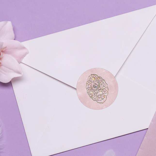Elegant Rose Pink Vintage Wedding Envelope Seals (Creator Uploaded)
