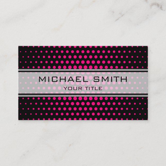 Elegant Rose Polka Dot Pattern Business Card (Front)