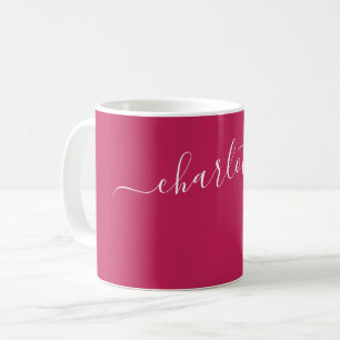 Elegant Rose Red Colour Modern Name Personalised Coffee Mug