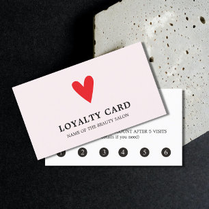 Elegant Rose Red Heart Beauty Salon Loyalty Card