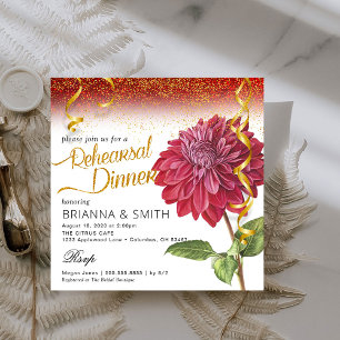 Elegant Rose Rehearsal Dinner Calligraphy  Invitat Invitation