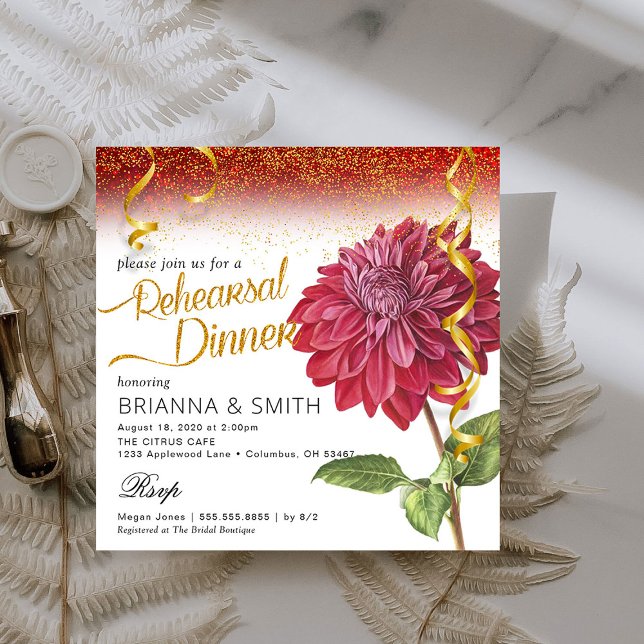 Elegant Rose Rehearsal Dinner Calligraphy  Invitat Invitation (Creator Uploaded)