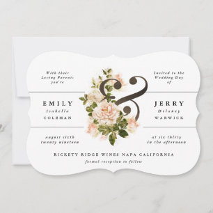 Elegant Rose Romance Watercolor Wedding Invitation