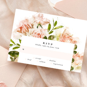 Elegant Rose Romance Watercolor Wedding RSVP Card