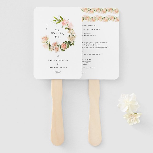 Elegant Rose Romance Wedding Hand Fan (Front and Back)