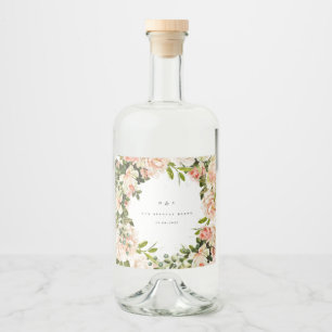 Elegant Rose Romance Wedding Liquor Bottle Label