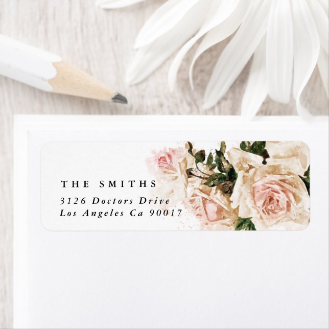 Elegant Rose Romance Wedding Return Address (Insitu)