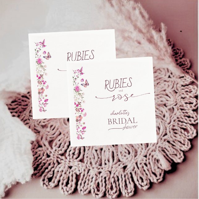Elegant Rose Ruby Wildflower Bridal Shower  Napkin (Creator Uploaded)