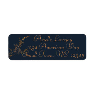 Elegant Rose Stem in Gold Return Address Label