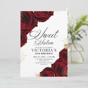 Elegant Rose Sweet Sixteen Birthday Party  Invitation