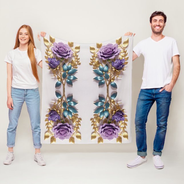 Elegant Rose Symbol Design Timeless Floral Art Fleece Blanket (In Situ)