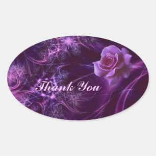 Elegant Rose Thank You Oval Sticker