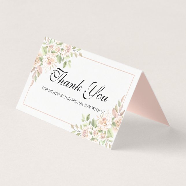 Elegant Rose Thank You Pink Floral Wedding  (Front)