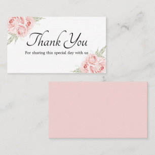 Elegant Rose Thank You Pink Floral Wedding   Place Card