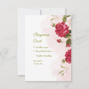 Elegant Rose-Themed Wedding RSVP Card