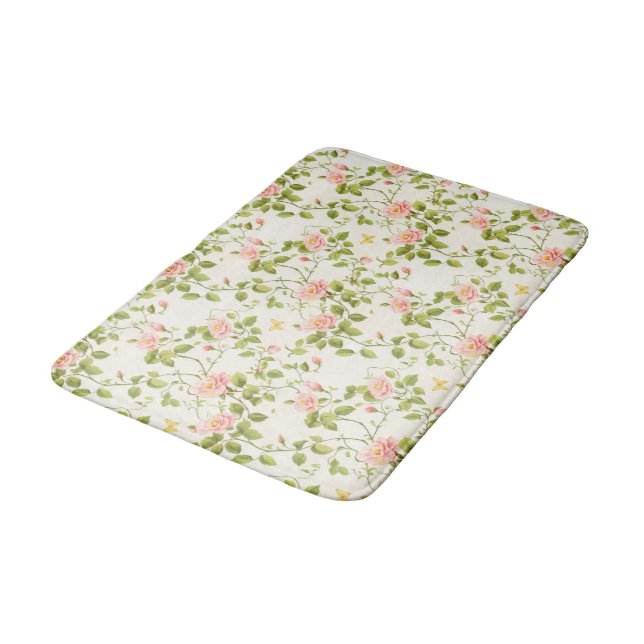 Elegant Rose Vine Flourish Bath Mat (Angled)