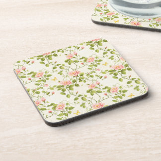 Elegant Rose Vine Flourish Beverage Coaster