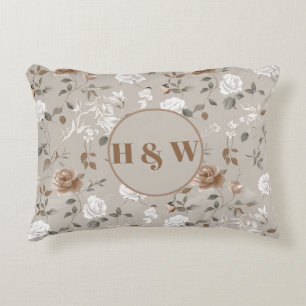 Elegant Rose & Vine Pattern Accent Pillow
