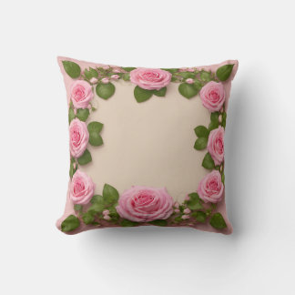 Elegant Rose Vine Pillow – Vintage Lace Design