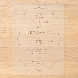 Elegant Rose Vintage Label Acrylic Invitations