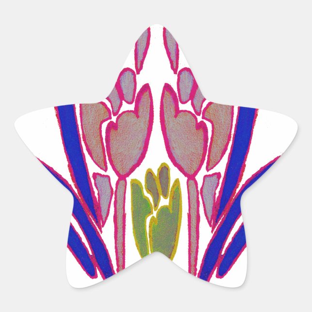 Elegant Rose Watercolor Art Print Star Sticker (Front)