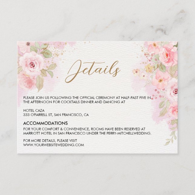 Elegant Rose wedding Enclosure Card (Front)
