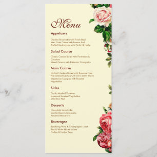 Elegant Rose Wedding Menu Card