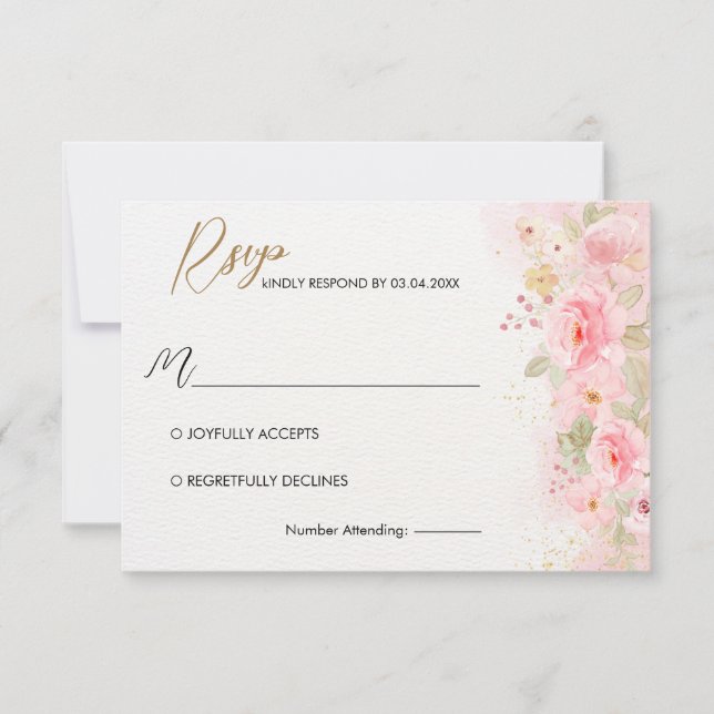 Elegant Rose wedding  RSVP Card (Front)
