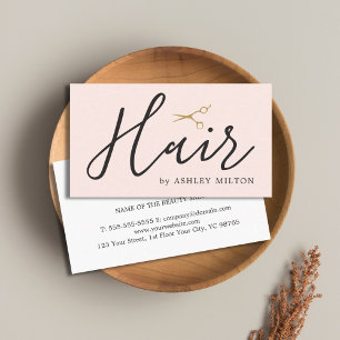 Elegant Rose White Golden Scissors Hair Stylist Business Card