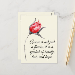 Elegant Rose with Inspirational Quote Postcard
