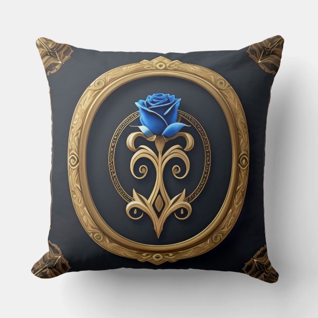 Elegant Rose with Ornate Decorative Frame Cushion (Front)