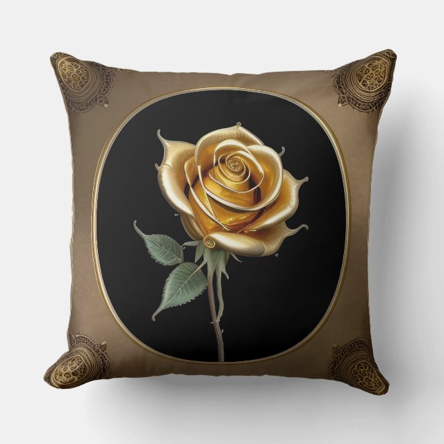 Elegant Rose with Ornate Decorative Frame Cushion (Front)
