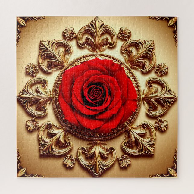 Elegant Rose with Ornate Decorative Frame Jigsaw Puzzle (Vertical)