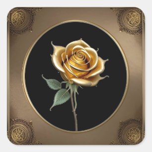 Elegant Rose with Ornate Decorative Frame Square Sticker